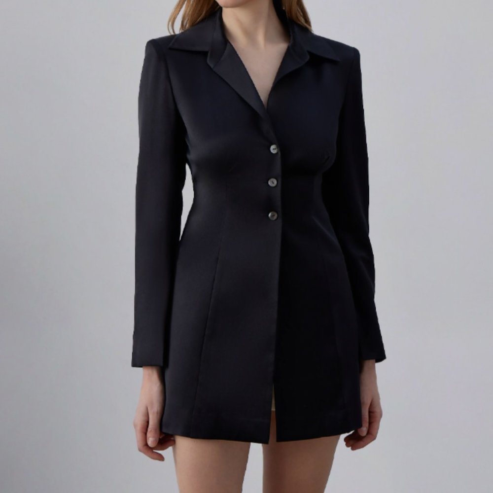 NEW Silk Maison Fitted Satin Silk Blazer Dress